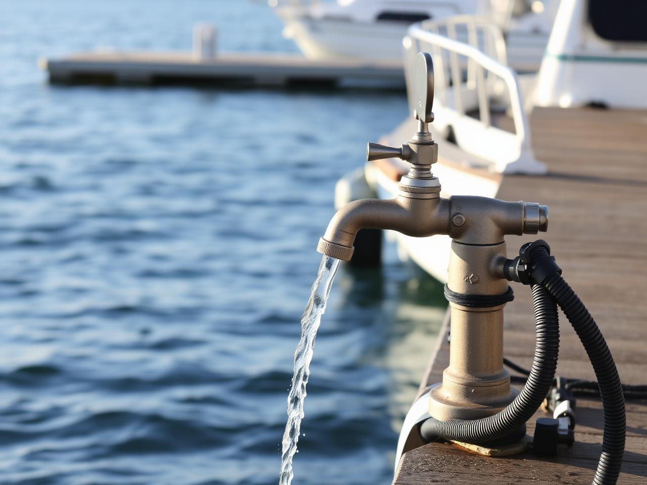 Wasserzapfstelle am Steg zum Befüllen von Bootstanks